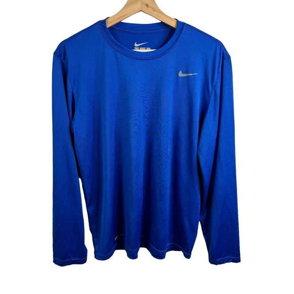 NIKE Dri-Fit Running Reflector‎ Blue Long Sleeve Shirt Men Pullover Sz M - Picture 1 of 5
